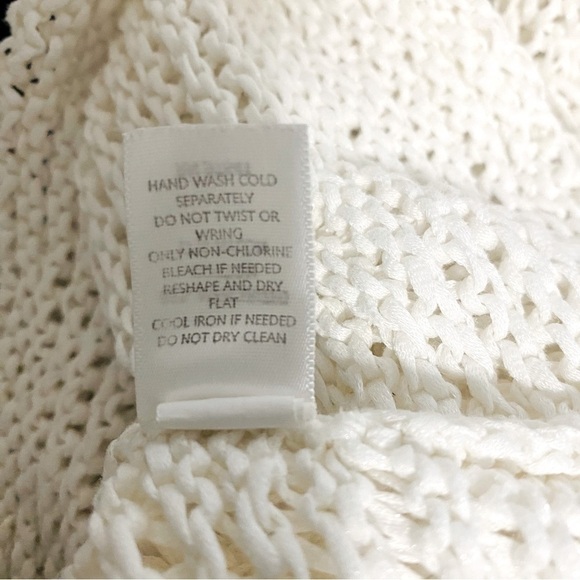 J. Jill Sweater Women Med White Mercerized Cotton Open Knit V-Neck  Cover Up EUC - Picture 7 of 8